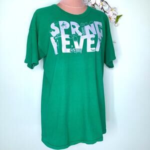 Vintage Spring Fever Russell Athletic T Shirt Single Stitch Cotton Ringer USA